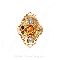 GS511 CIT/PL - 14 Karat Gold Slide with Citrine center and Pearl accents 